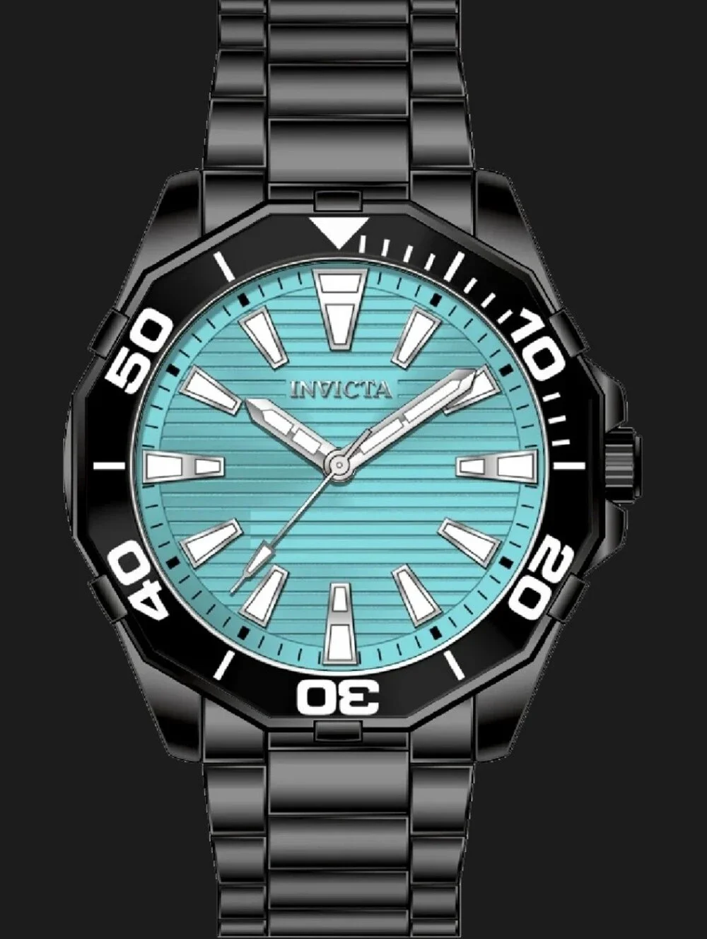 NEW 79017 ⌚️ Invicta Pro Diver Black Meridian Tiffany Aqua Textured 46mm Dial